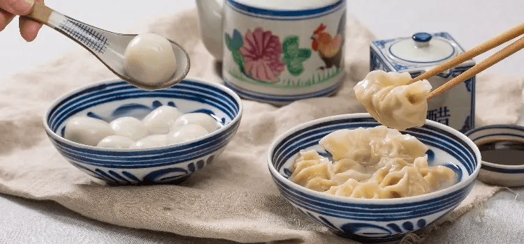 traditional winter solstice food tangyuan and jiaozi